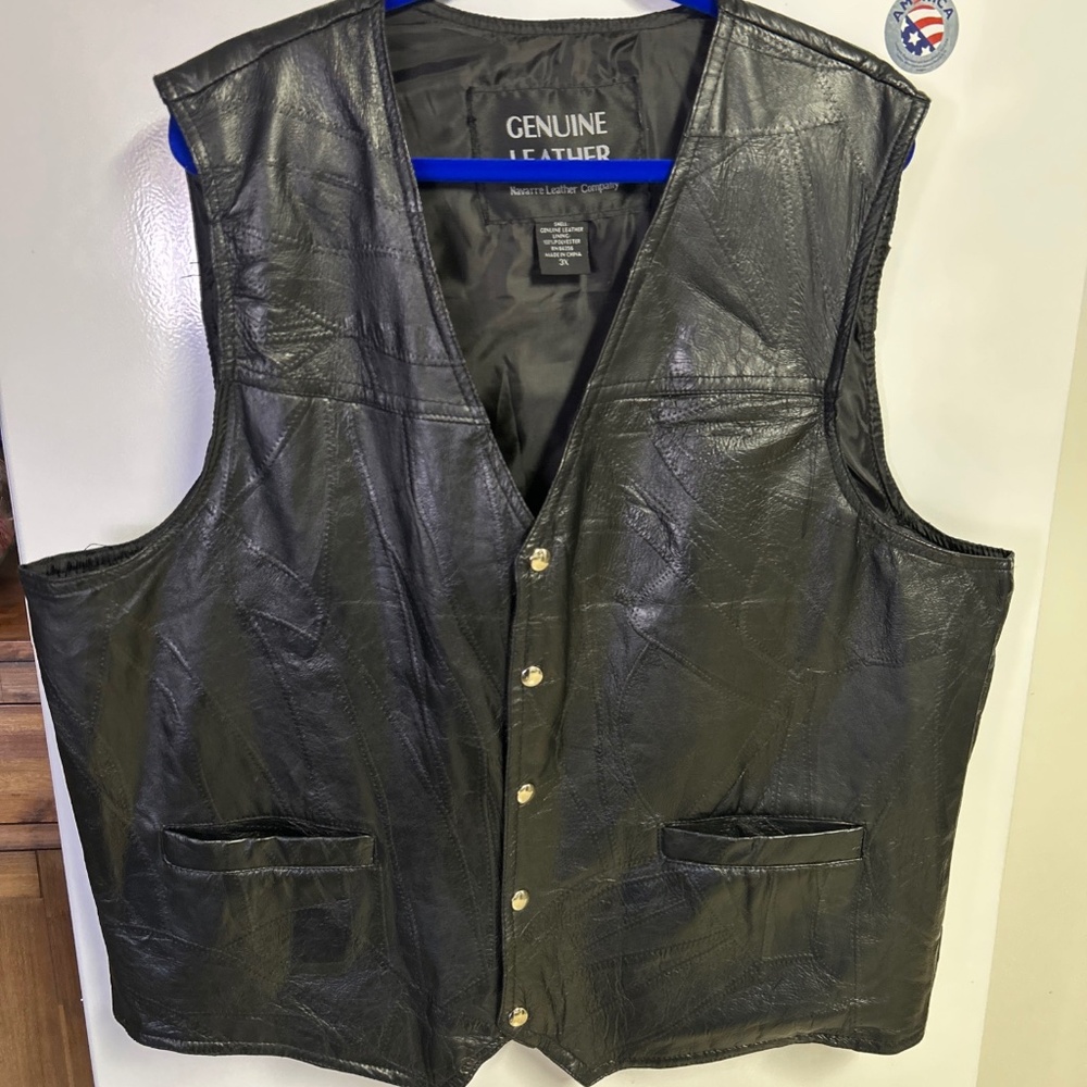 Navarre genuine leather motorcycle vest 3X black